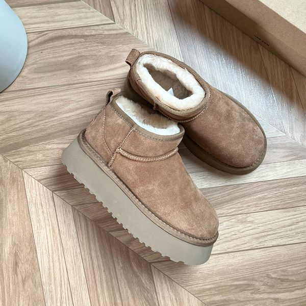 

boots ultra mini boot platform ankle fur designer woman fluffy mule winter warm booties house shoe chestnut 856, Black
