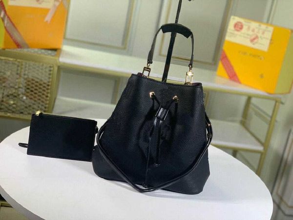 

2022 luxury famous bags designer women fashion handbags shoulder cross body clutch bag bucket plain leather string interior zipper pocket