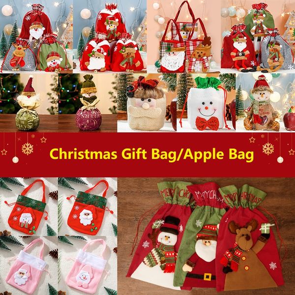 

2023 new christmas santa sack candy bag children xmas gifts candy stocking bag exquisite santa claus linen drawstring bag christmas decorati