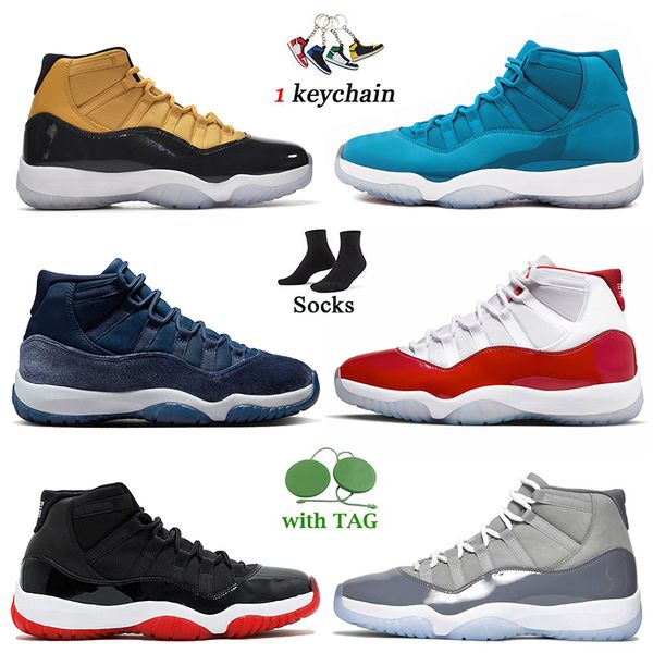 

new fashion women mens jumpman 11 basketball shoes 11s midnight navy cherry cool grey black yellow sneakers high white bred legend blue spac