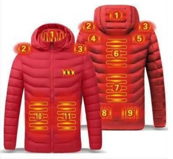 

men's down parkas 9 areas heated jacket usb winter outdoor electric heating jackets warm sprots thermal coat clothing heatable cotton h, Black;brown