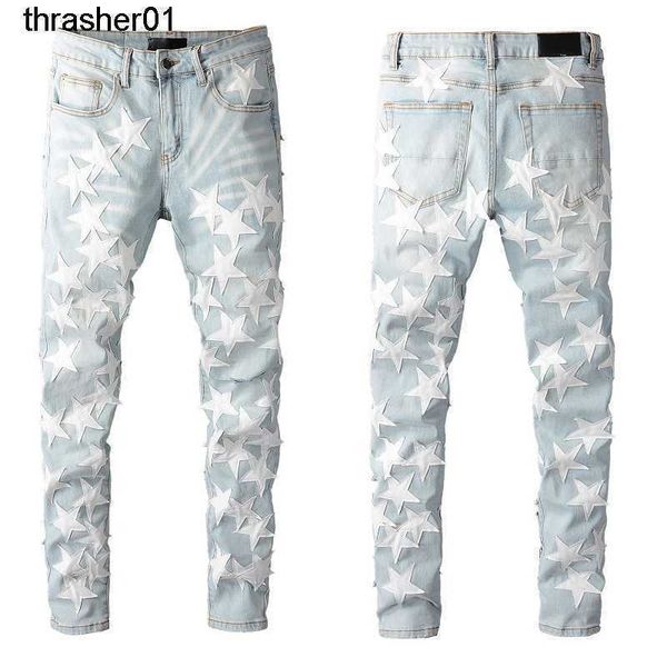 

new mens designer amirs trend jeans young men fashion streetwear jeans, Blue