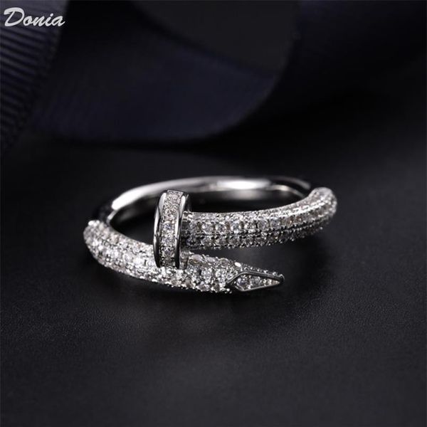 

donia jewelry luxury ring exaggerated european and american fashion nails titanium micro-inlaid zircon creative designer gifts254c, Silver