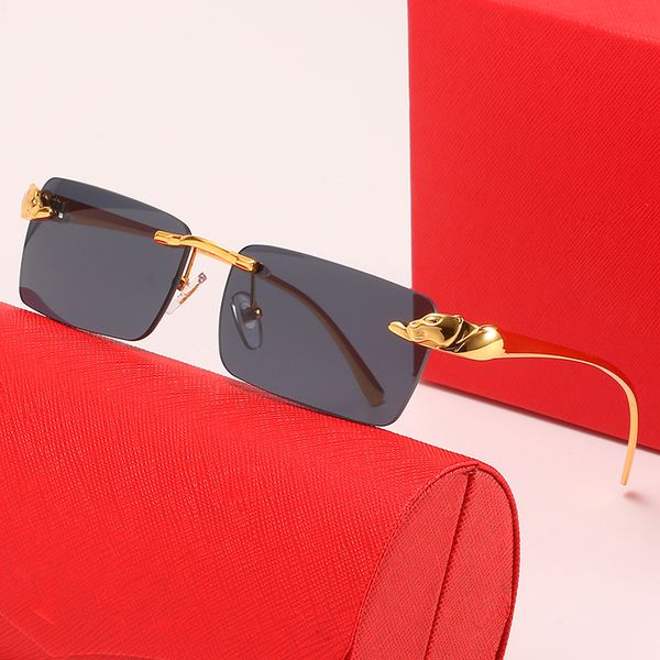 

mens designer sunglasses womens sunglasses sunshade eyeglasses leopard head composite metal rimless optical classic rectangle square gold gl, White;black