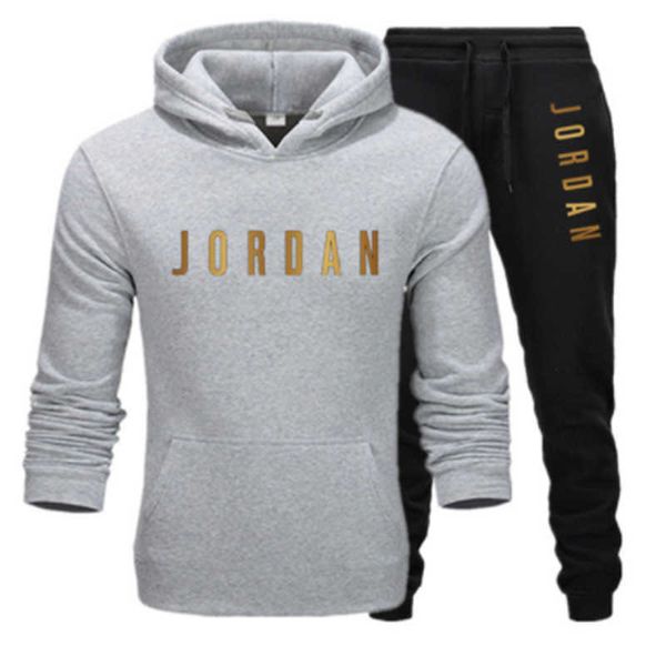

2022 new brand designer set tracksuit men's hoodie sets basketball sportswear thick hoodie pants sport suits casual sweatshirt, Gray