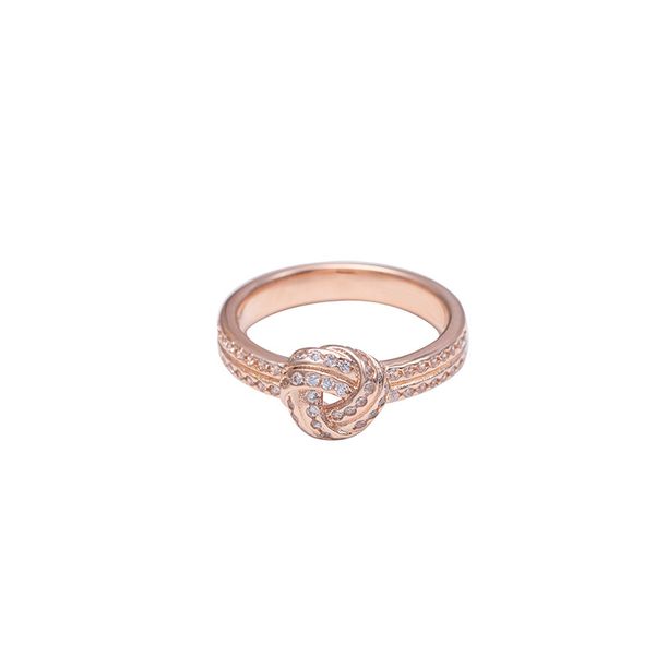 

rose gold wedding rings glittering love knot fit pandora new style jewelry women ring gift, Slivery;golden