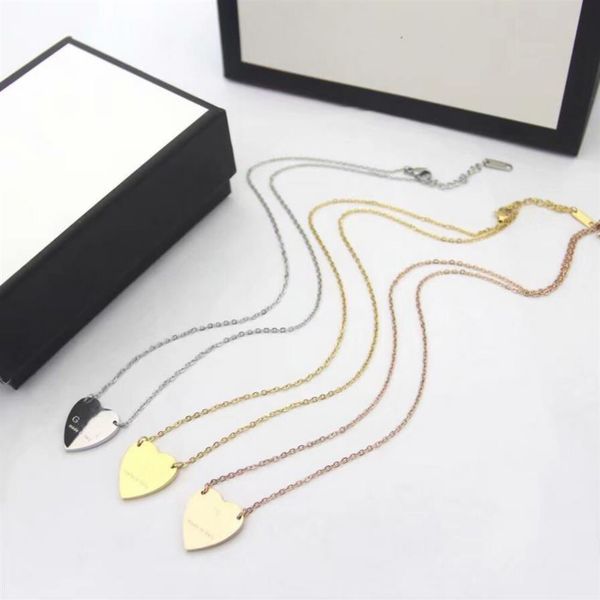 

fashion jewelry women lady titanium steel 18k plated gold necklaces with letter heart pendant307h, Silver