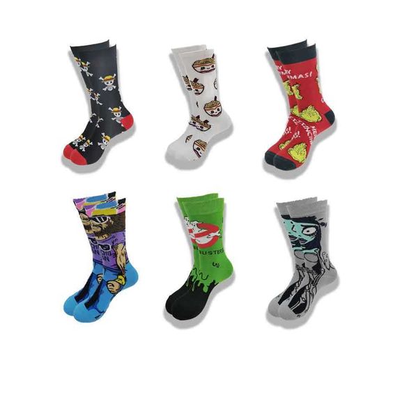 

men's socks street style hiphop personalized novelty horror sock men weird comic style men socks funny autumn winter cotton warm dress, Black