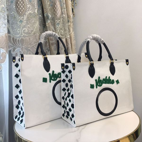 

large handbag tote shopping bag women canvas shoulder bags leather handle gold hardware side fashion letters interior zip pocket mummy bag 3