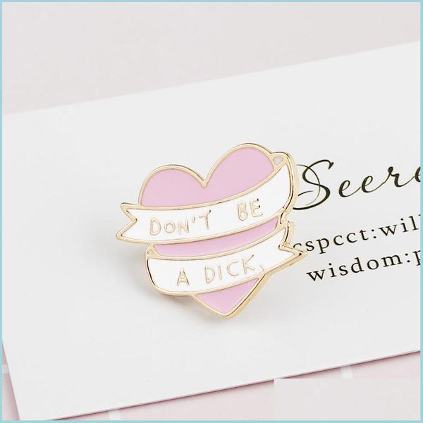 

pins brooches dont be a dick pins pink enamel heart broches mes reminder ribbon lapel pin badge denim jackets brooch for jeans coat dh9az, Gray
