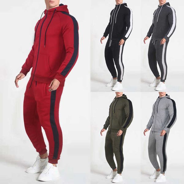 

men's tracksuits spring and autumn hooded sweater warm suit men's sports casual pants fashion baseball uniform mxl g221011, Gray