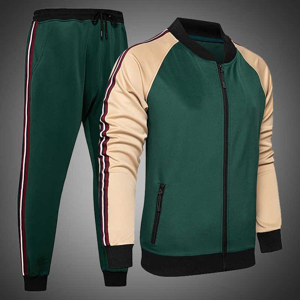 

men's tracksuits mens tracksuit set two piece sports wear fashion colorblock jogging suit autumn winter outfits gym clothes g221011, Gray