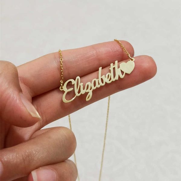 

pendant necklaces custom name necklace personalized heart pendant necklace women jewelry stainless steel nameplate choker necklace l221011, Silver