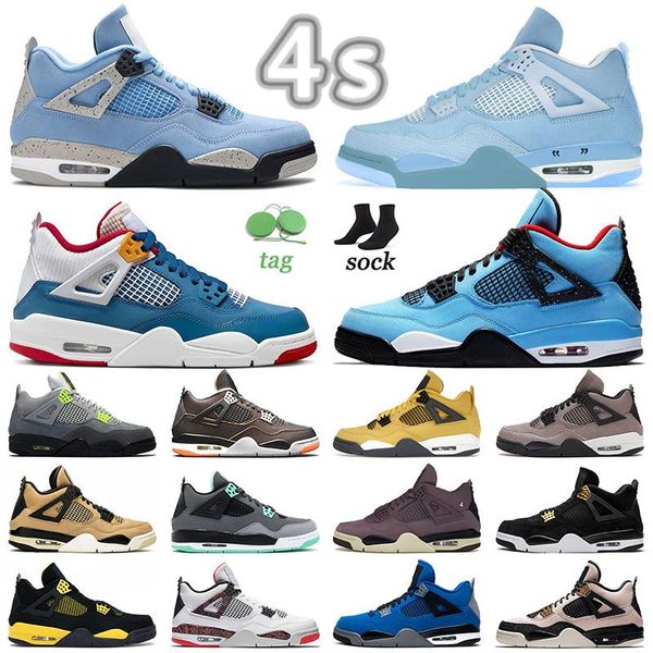 

j4 university blue 4s basketball shoes jumpman 4 travis ts suede purple canyon white cement military black cat fire red thunder mushroom