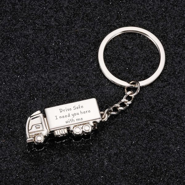 

key rings drive safe daddy fathers day gifts truck keychain key pendant dad birthday key chain for daddy step dad keyring gift for father l2, Slivery;golden