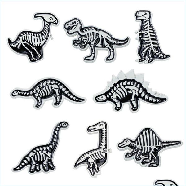 

pins brooches cartoon dinosaur skeleton brooch pins 12pcs set funny animal alloy enamel paint mens suit brooches small clothes jewe dhf3n, Gray