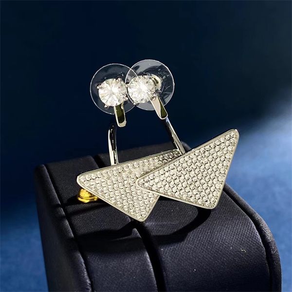 

fashion geometric stud charm earrings women surgical steel double triangle earings statement wedding jewelry pendientes z371 casual elegant, Golden