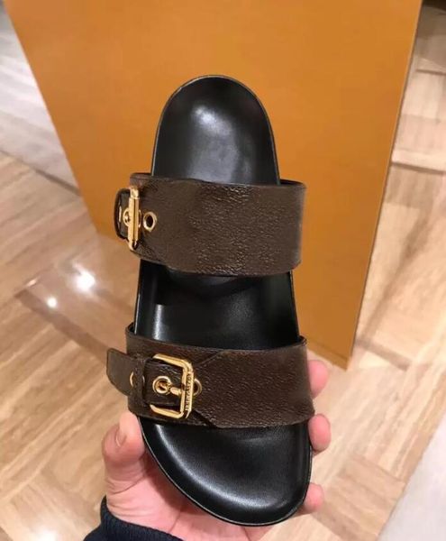 

classic slippers sandals men slides women shoes summer luxury woman beach cartoon big head leather flat belt buckle l bath large size 35-41-, Black