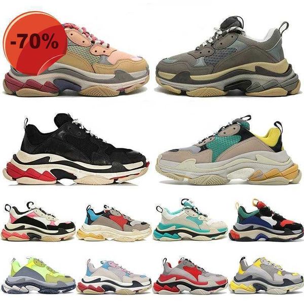 

original casual shoes paris triple s womens mens daddy shoes all black white green pink red luxurys designers flat crystal bottom lace-up