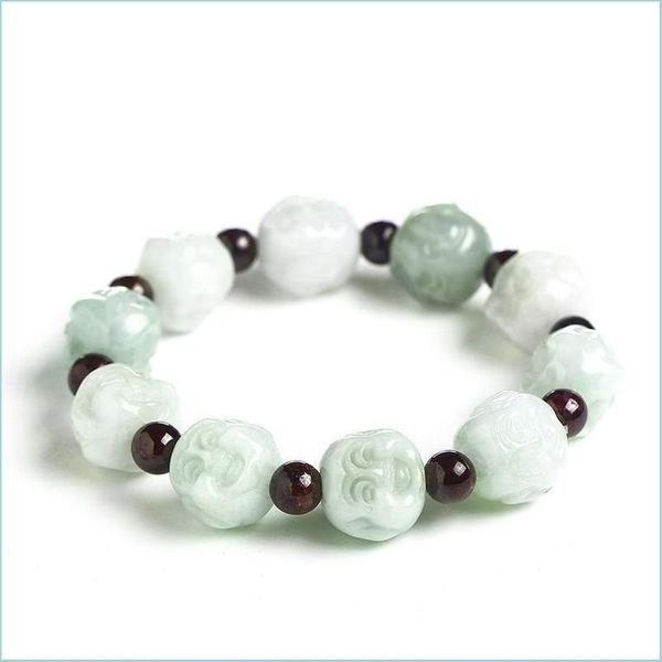 

beaded strands healing gold buddha head prayer 1m m emerald natural stone strand garnet bead bracelet for men beaded yoga women 368 dhdjf, Black