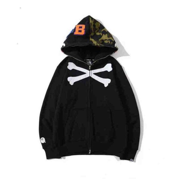 

new mens designer hoodie full zip up sharks women popular pattern sportwear camouflage s high, Black
