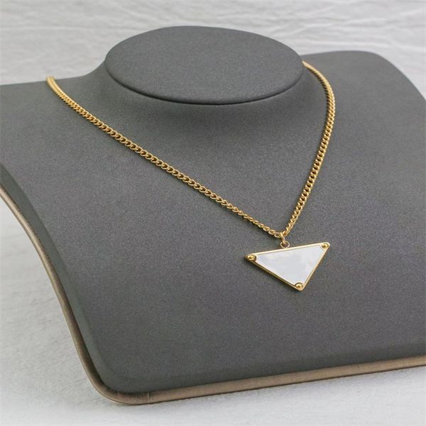 

fashion charm necklace sale pendant necklaces for man woman punk style inverted triangle charms chain luxury brand jewelry couple pendant va, Golden;silver