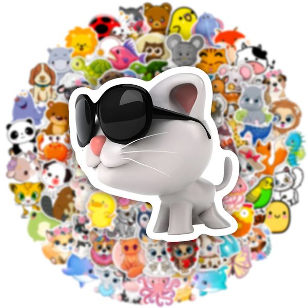 

100pcs cute anime stickers pack for diy lapskateboard motorcycle decals all kinds of adorable animals