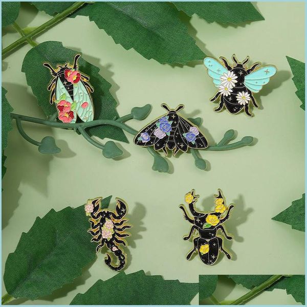 

pins brooches insect brooch moth scorpion cicada enamel brooches pin and badges jewelry flower pattern creative design 2 47qh e3 dr dh1wy, Gray