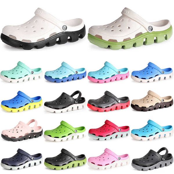 

hole shoes women 's nurse sandals new summer soft-soled outer wear half-drag thick-soled contrasting color beach garden slippers men, Black