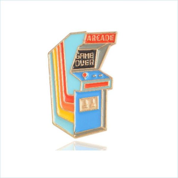 

pins brooches miss zoe retro arcade emaille pin game over video badge broches cartoon icoon gift denim jeans jas shirt knop voor vr dhai9, Gray