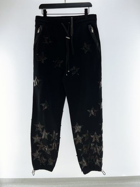 

mens casual pants designers men pantsl camouflage leather pentagram men's women tracksuits fashion hip hop pant, Black