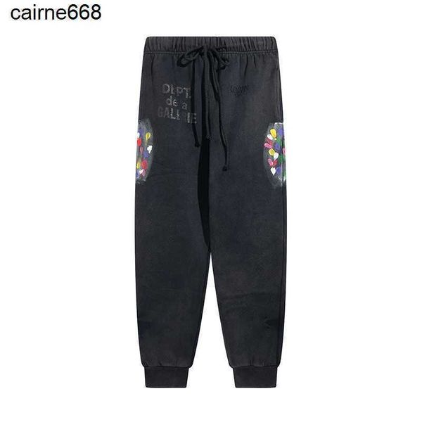 

designer men's pants galery dept splashed lettered hip hop casual leggings, Black