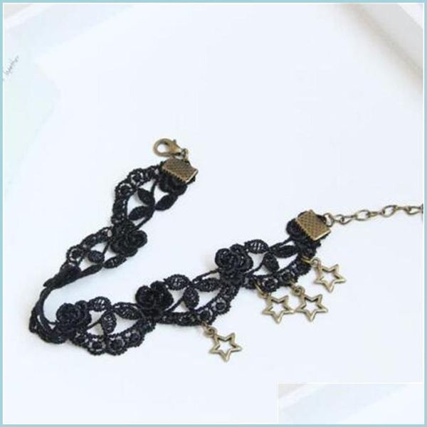

anklets europe and america gothic retro women black lace chain five pointed star beautif foot belt accessories wholesale506 t2 drop dhddz, Red;blue