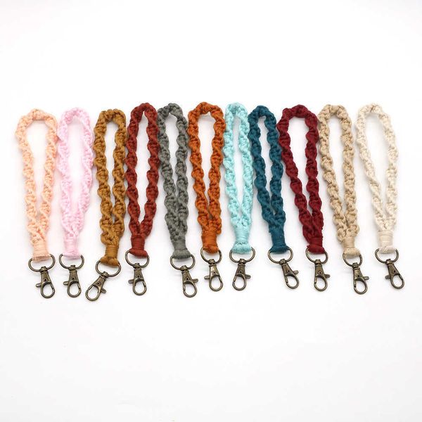 

key rings zwpon handmade macrame wristlet keychain mom bag macrame woven keyring braid cotton key ring l221010, Slivery;golden