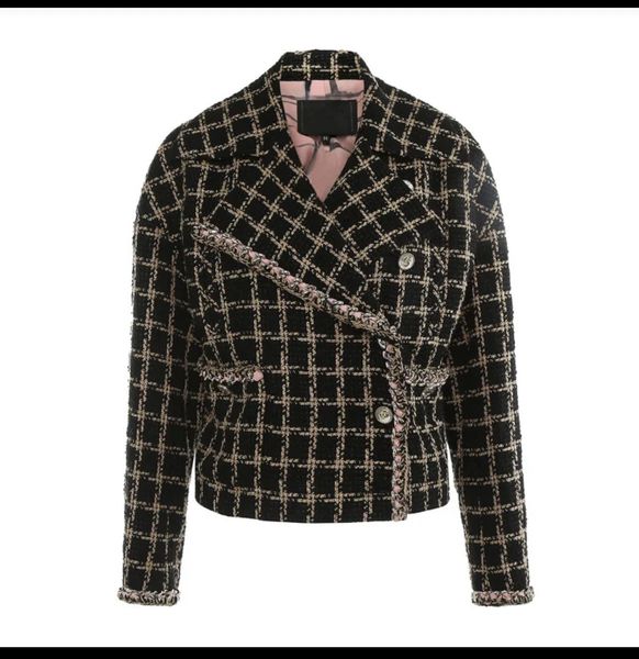 

pre sold 2022 women's jacket classic fragrant coat british casual versatile plaid temperament star retro slim, Black;brown