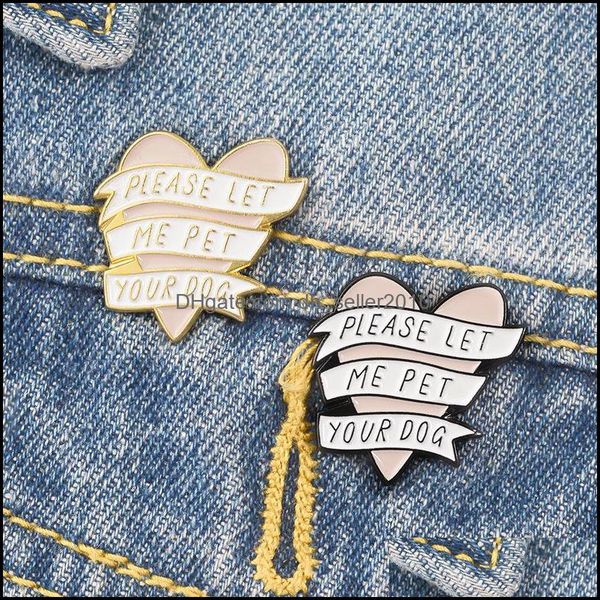 

pins brooches heart shaped brooch love enamel baking paint please let me pet your dog pin women lovers zinc alloy jewelry badge 1 8 dhxb4, Gray