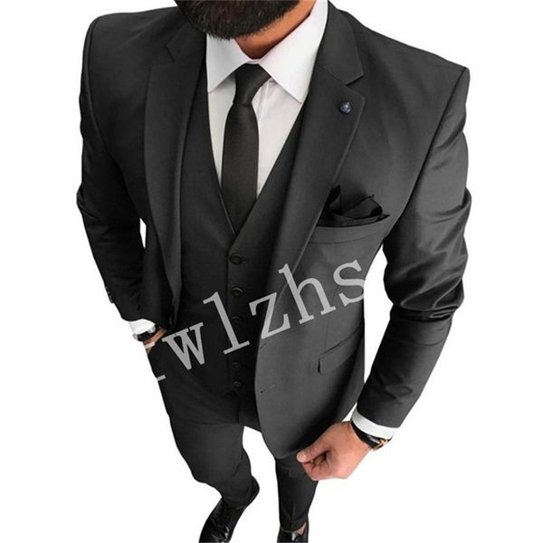 

wedding tuxedos two buttons men suits groomsmen notch lapel groom tuxedos wedding/prom man blazer jacket pants vest tie w1122, Black;gray