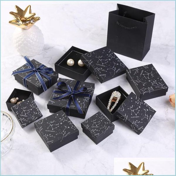 

jewelry boxes jewelry print leaves black boxes organizer storage constellation stud gift case necklace earrings ring box paper packa dhiux, Black;white