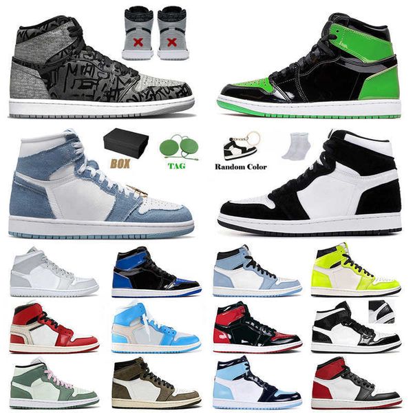 

new 1 1s jumpman basketball shoes for mens womens airness denim green python panda cactus jack patent high sneakers mid dutch green carbon