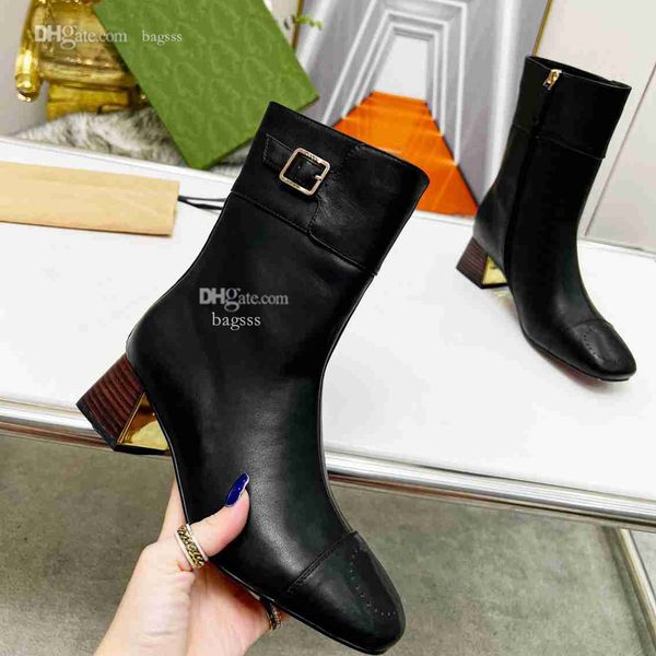 

winter designer women ankle boots fashion ggity high heels booties red heels cowboy boot luxury leather dsdfxz, Black