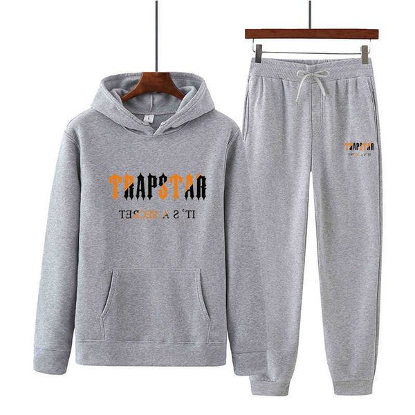 

designer tracksuits winter tracksuit men women trapstar printed sportswear luxury basketball loose hooded sweater pants couple sets, Gray