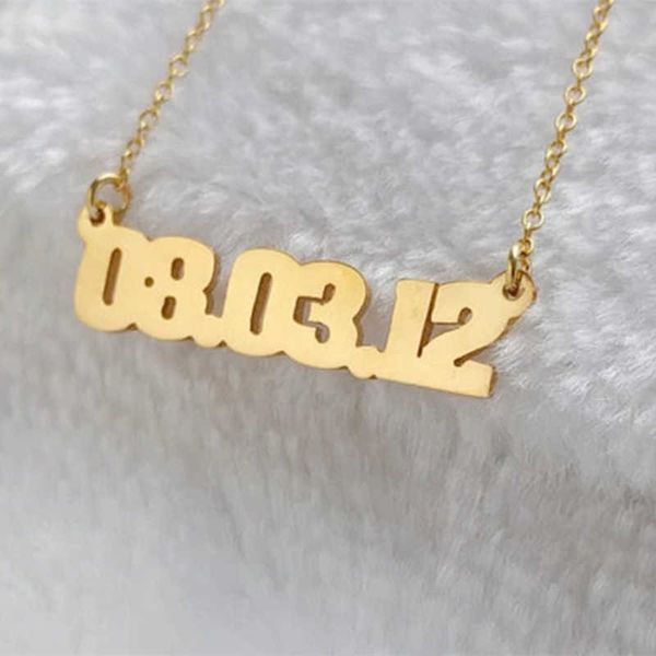 

pendant necklaces custom date pendant necklace stainless steel personalized birthday chokers necklaces friends gifts l221011, Silver