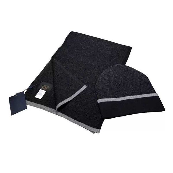 

2023 men women designers hat scarf sets classic lattice keep warm in winter two-piece wool hats scarves set fashion, Blue;gray