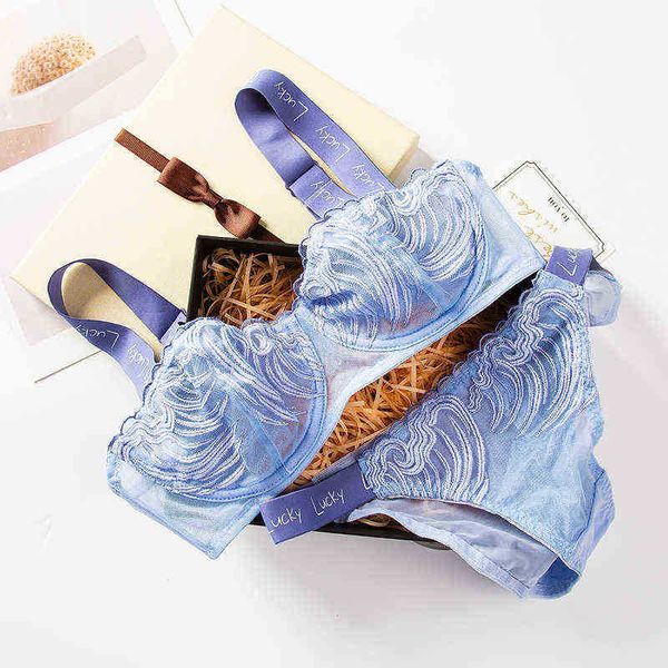 

bras sets half cup bra ultra-thin letter wide shoulder strap underwear set large size lace lingerie with panty suit women t220907, Red;black