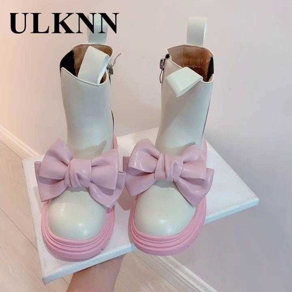 

boots girls pink fall 2022 new children' chelsea with velvet bow boats kid' white flats princess shoes y2210, Black;grey