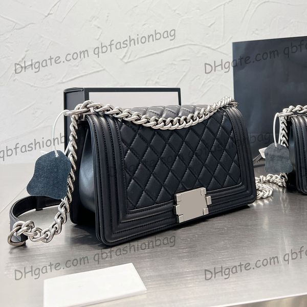 

designer channel bags for women black cc handbag leather chain slant shoulder clutch flap totes bag double letters solid hasp waist square s