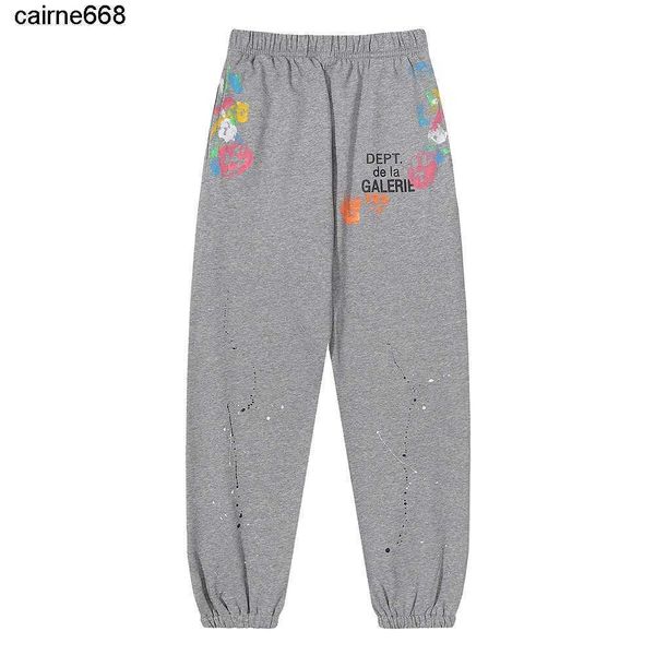 

men's pants designer fashion brand galery dept hand-painted graffiti casual leggings men's women's large sports pants, Black