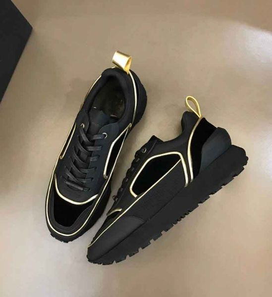 

luxury men mesh runs racer sneaker shoes sports low-suede & nylon skateboard walking tpu platform chunky soles casual eu38-46 with box, Black