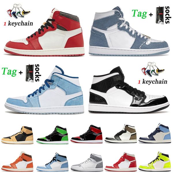 

fashion women mens 1 basketball shoes jumpman 1s high og starfish lost found heirloom trainers denim university blue wolf grey j1 sneakers s