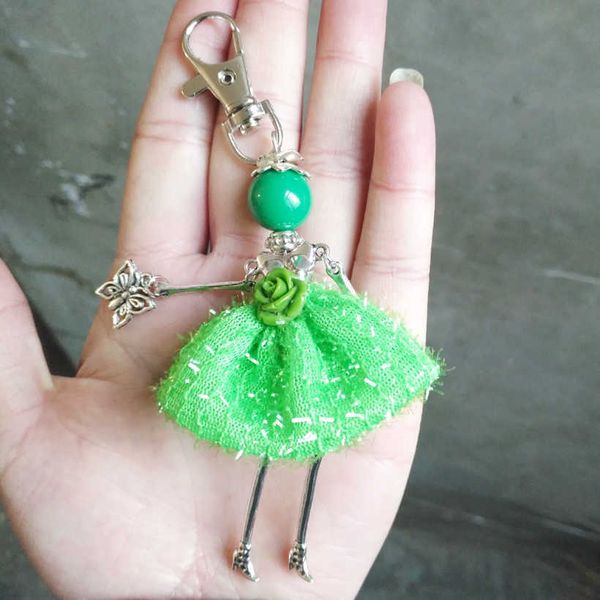 

key rings 2018 brand new cute green flower bag keychain women baby pendant girl doll car key chains fashion statement jewelry l221010, Slivery;golden